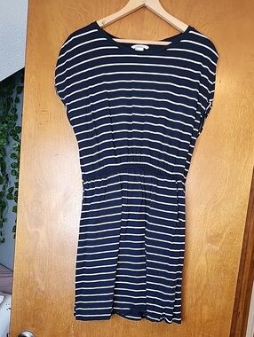 Navy and White Striped Casual Dress